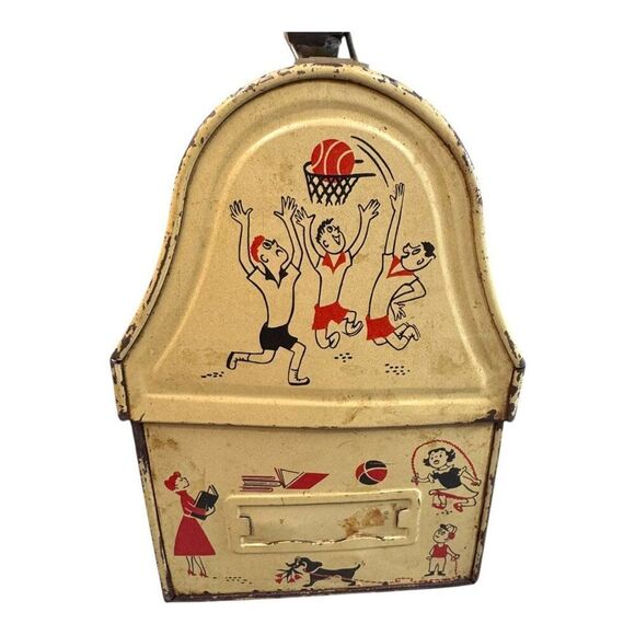 1950 American Thermos Bottle Co School Days Junior High Band Metal Lunchbox READ - Picture 8 of 14